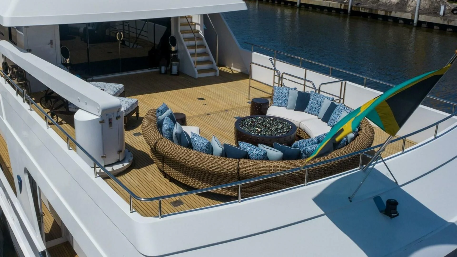 a pool with a couch aboard SEA AXIS Yacht for Charter