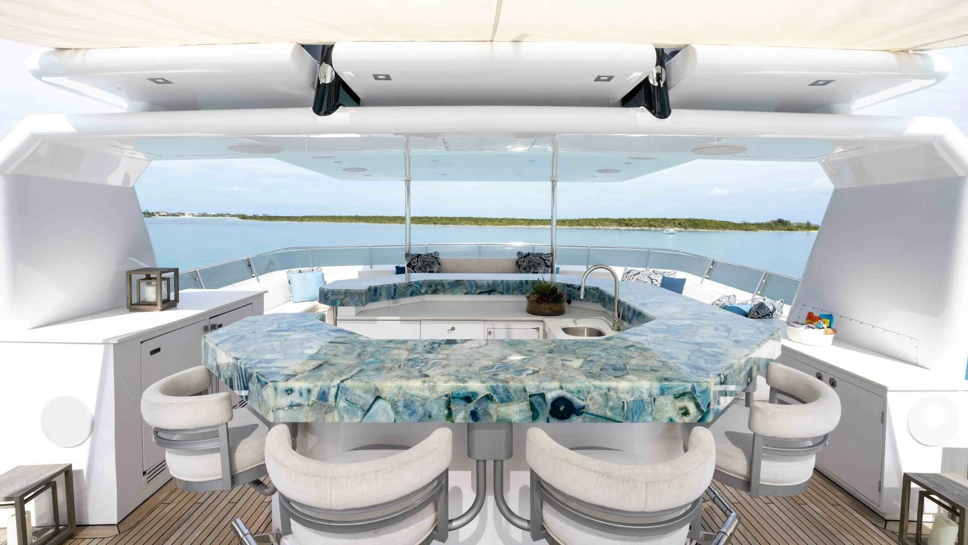 a large swimming pool aboard SEA AXIS Yacht for Charter