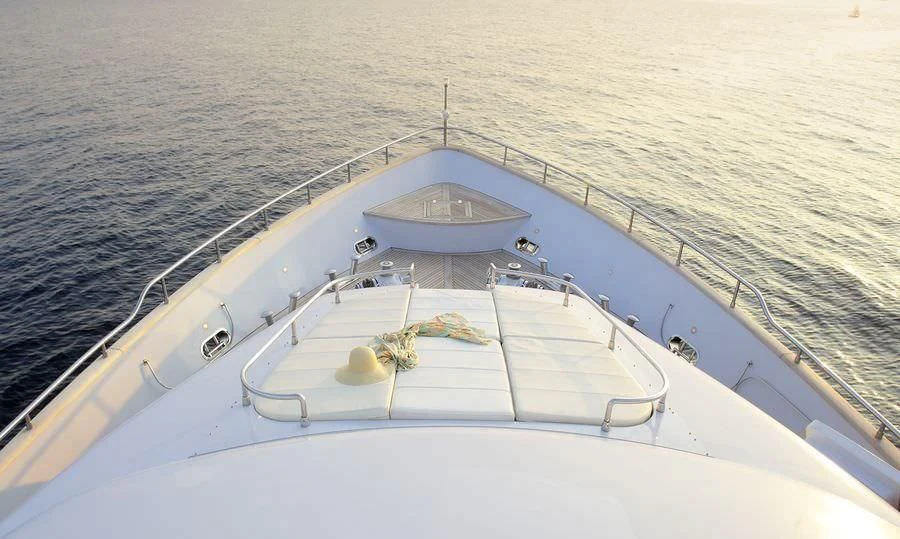 a high angle view of a ship aboard GLAROS Yacht for Sale