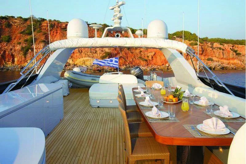 a boat on a table aboard GLAROS Yacht for Sale