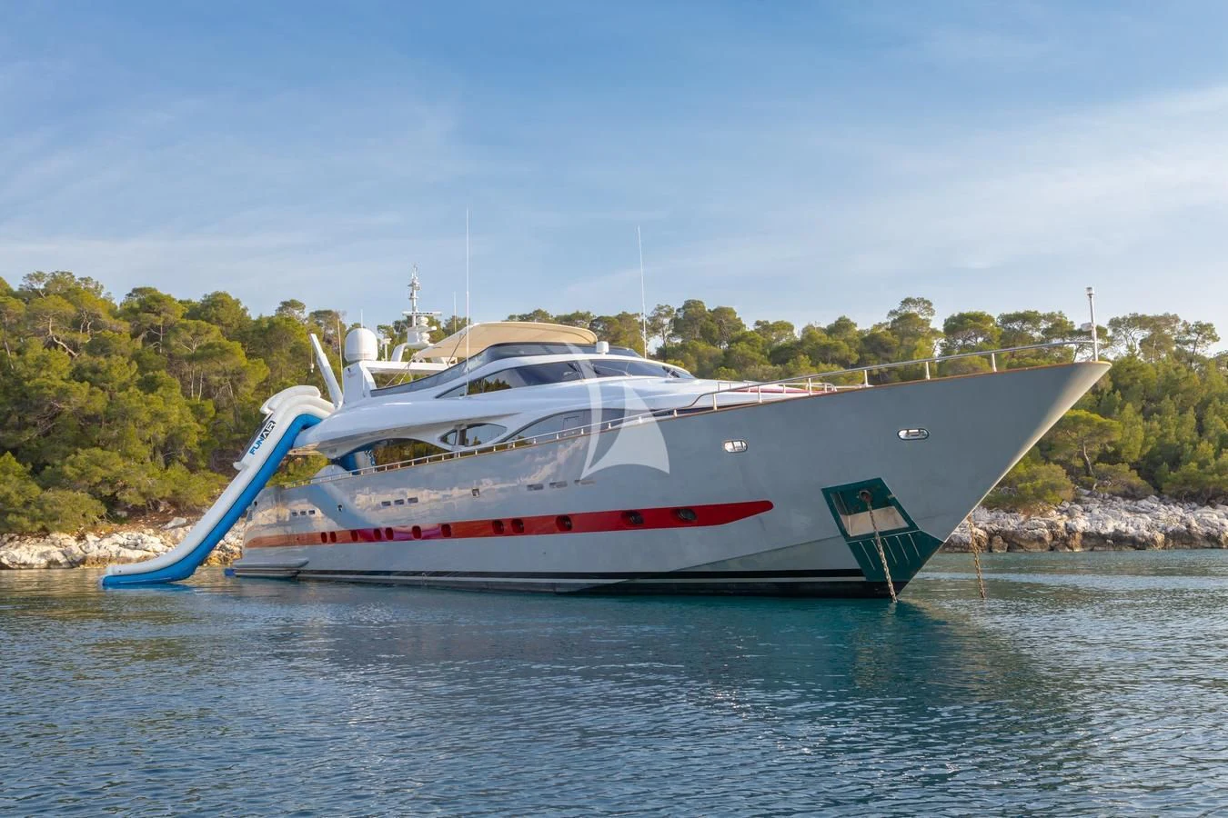 a boat on the water aboard GLAROS Yacht for Sale
