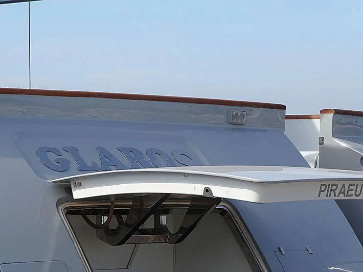 the front of a boat aboard GLAROS Yacht for Sale