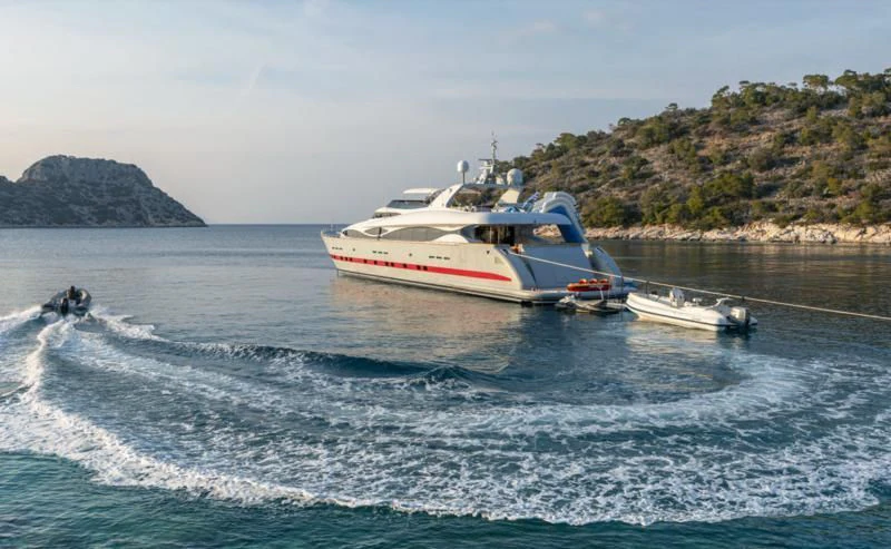 a boat on the water aboard GLAROS Yacht for Sale