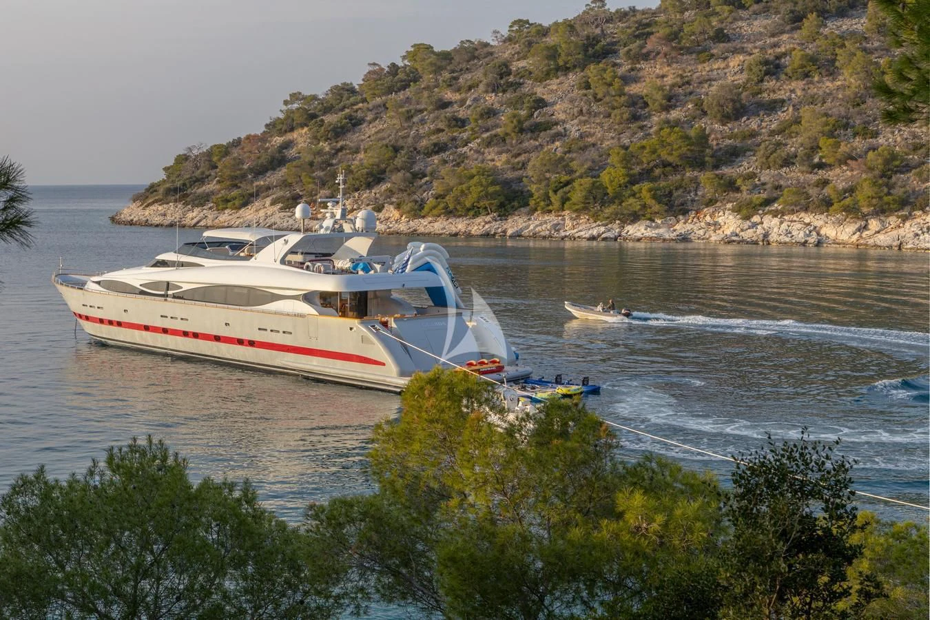 a boat on the water aboard GLAROS Yacht for Sale