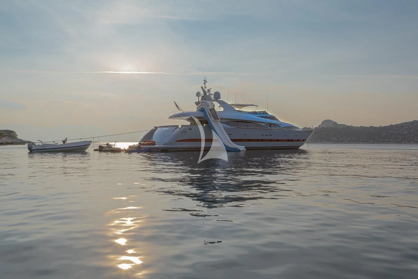 a boat on the water aboard GLAROS Yacht for Sale