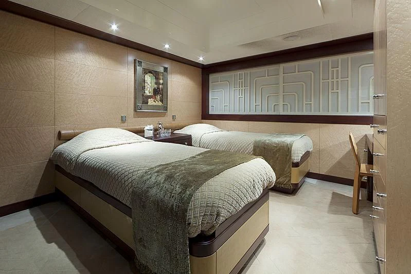a room with two beds aboard SARAH Yacht for Sale
