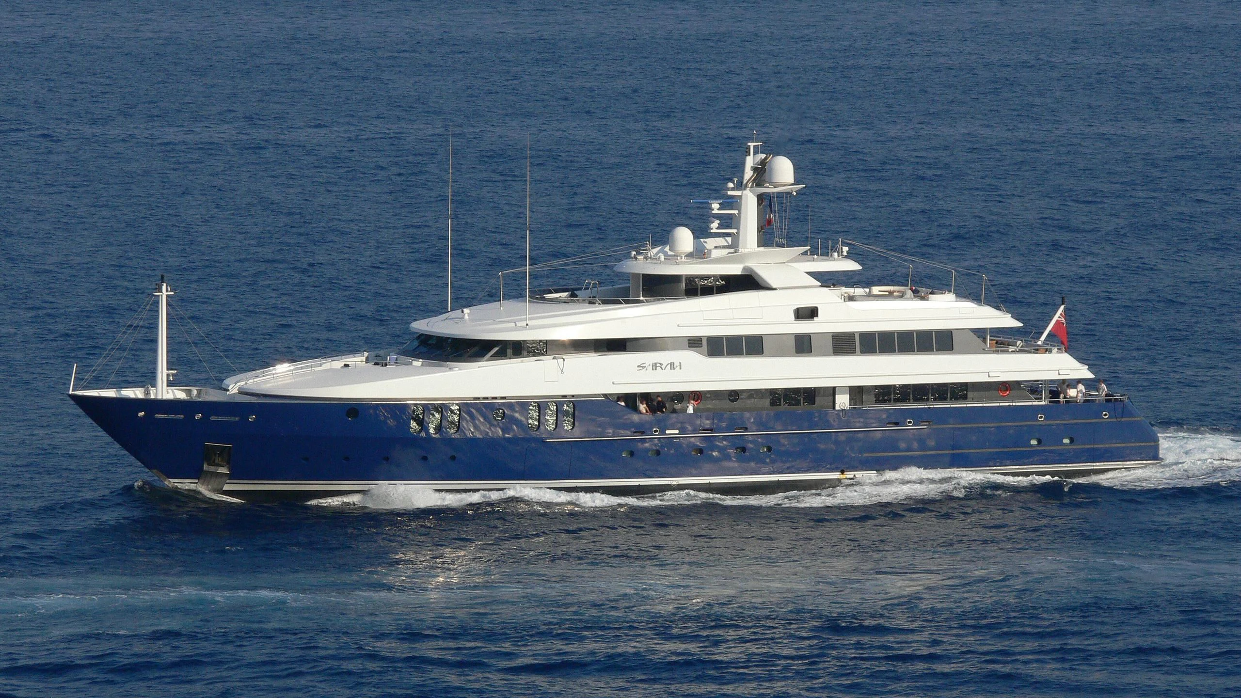 a large white boat aboard SARAH Yacht for Sale