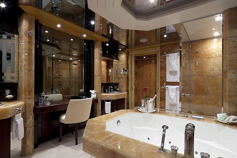a large bathroom with a large bathtub aboard SARAH Yacht for Sale