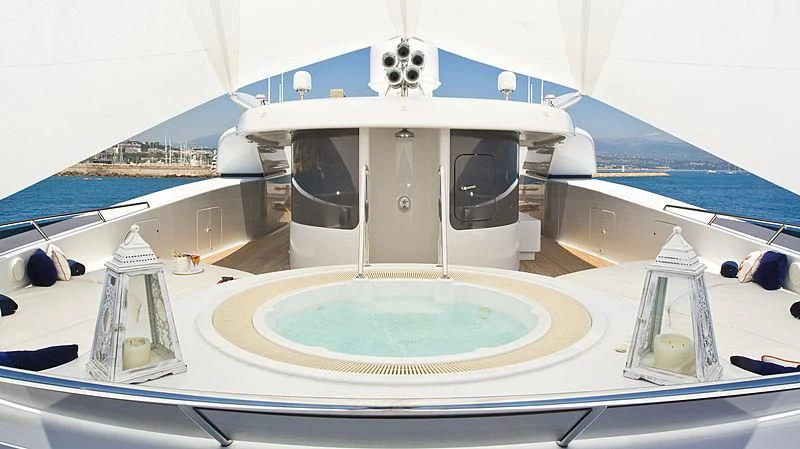 a large white building with a dome roof and a pool aboard SARAH Yacht for Sale