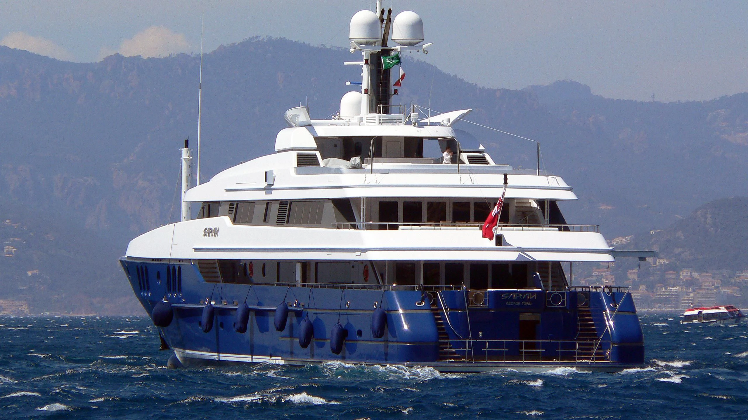 a large boat in the water aboard SARAH Yacht for Sale