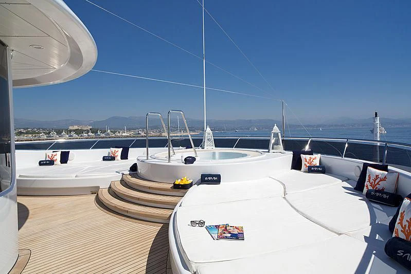a table on a deck aboard SARAH Yacht for Sale