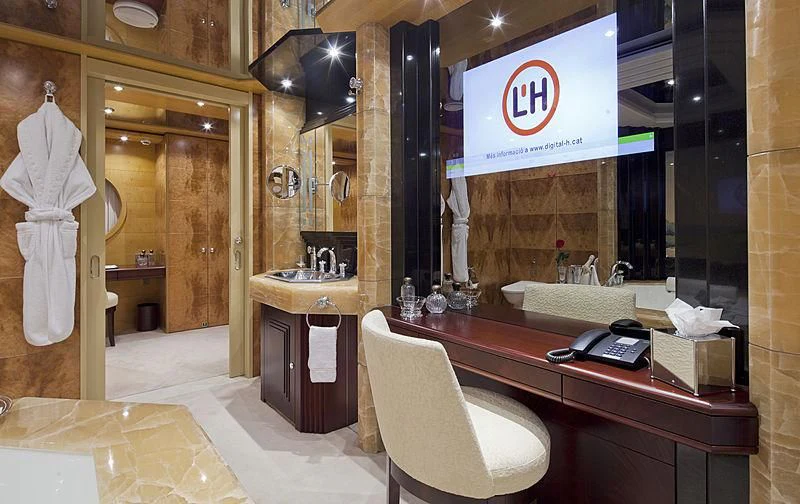 a bathroom with a counter and sink aboard SARAH Yacht for Sale