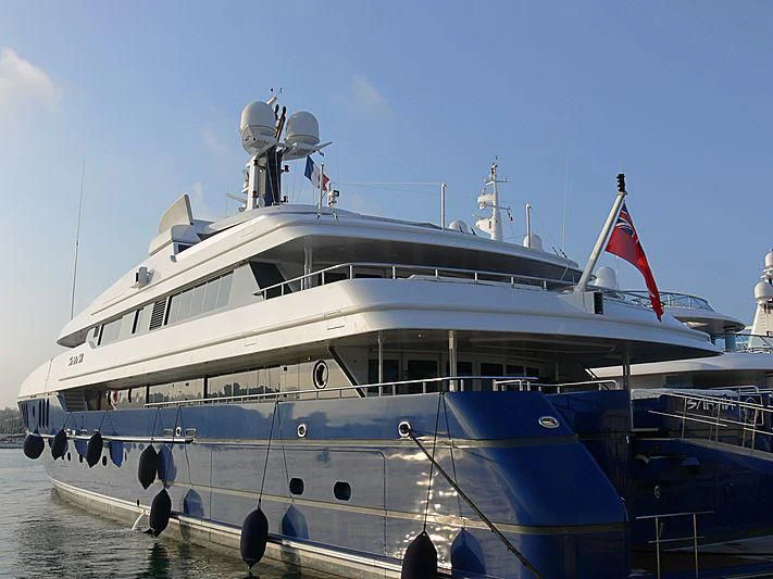 a large white boat aboard SARAH Yacht for Sale