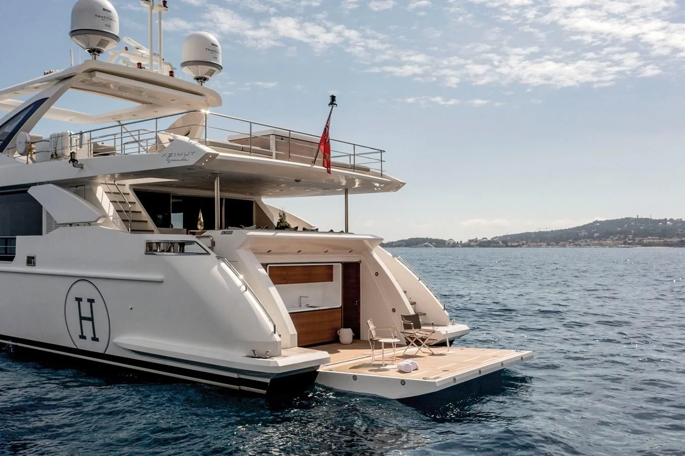 a boat on the water aboard AZIMUT GRANDE 32M Yacht for Sale
