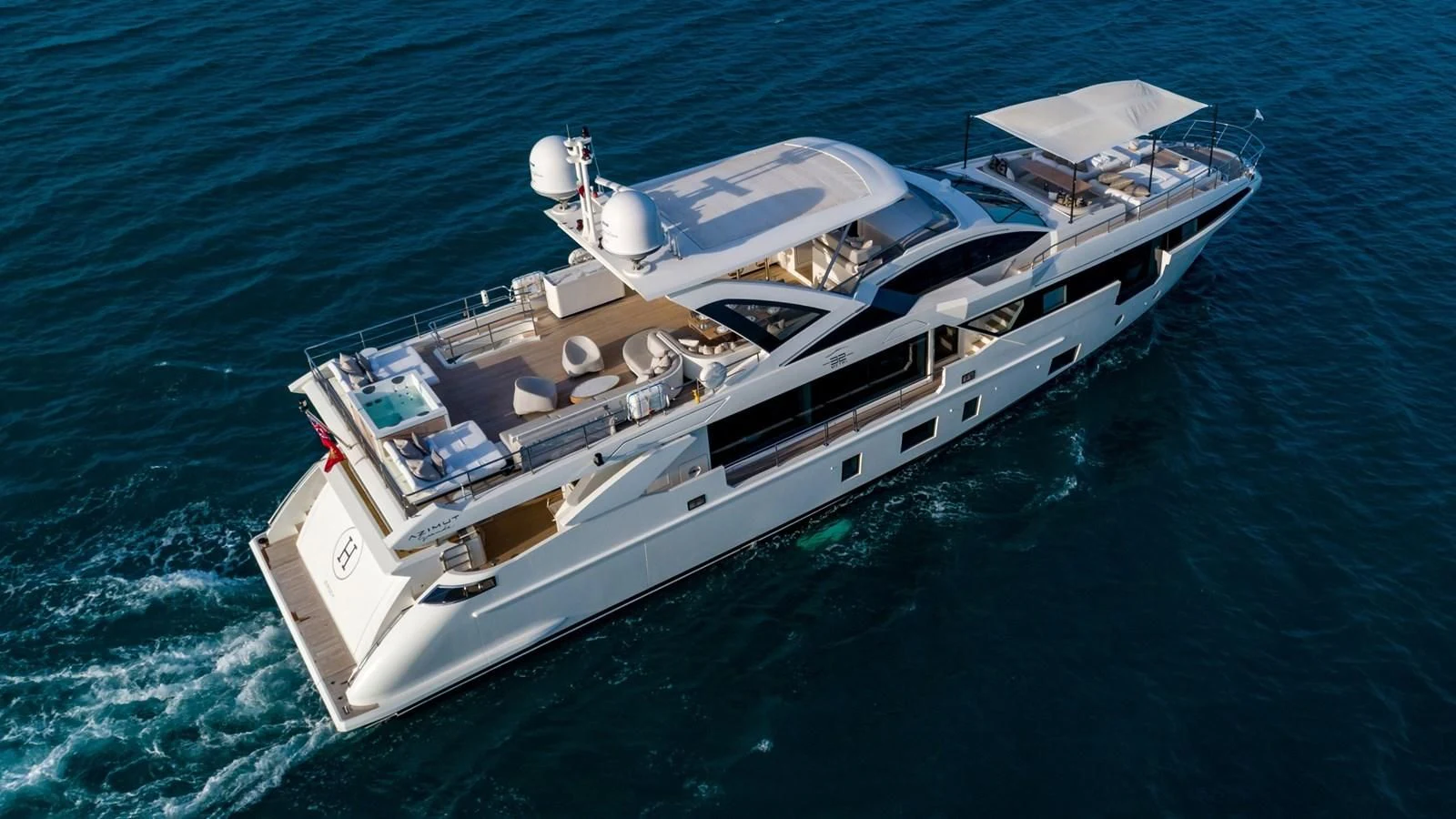 a ship on the water aboard AZIMUT GRANDE 32M Yacht for Sale