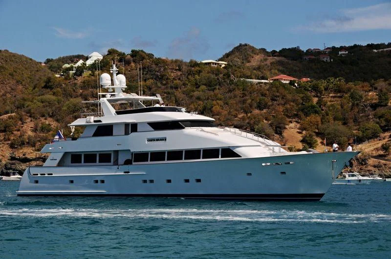 a boat on the water aboard COSTA BRAVA III Yacht for Sale