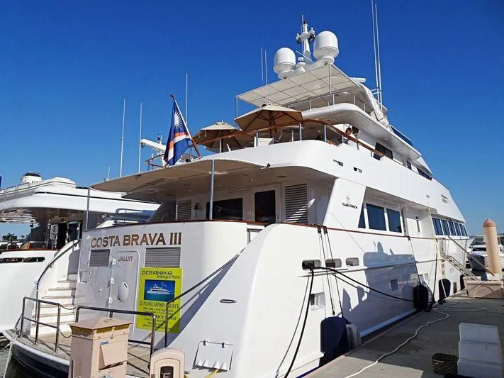 a large white boat aboard COSTA BRAVA III Yacht for Sale
