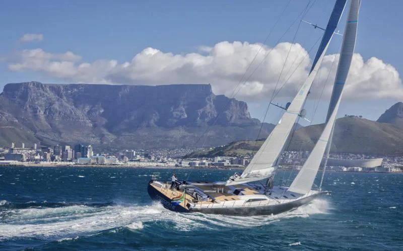 a boat sailing on the water aboard AMMONITE Yacht for Sale