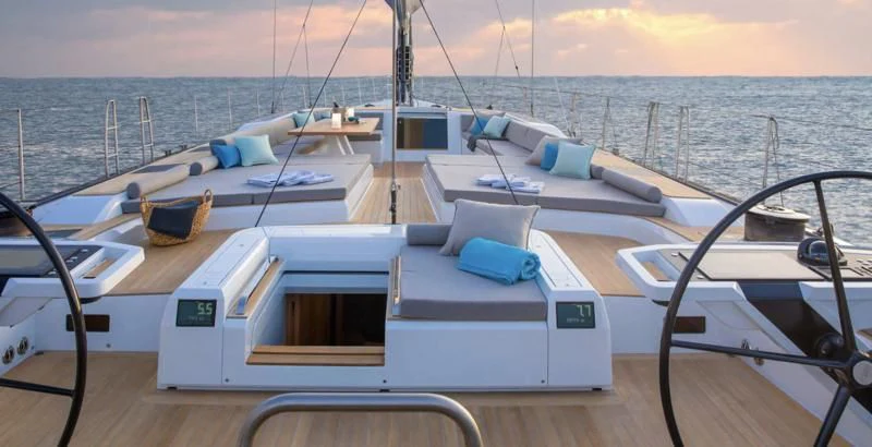 a boat on the water aboard AMMONITE Yacht for Sale