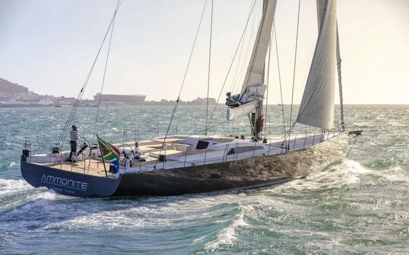 a sailboat on the water aboard AMMONITE Yacht for Sale