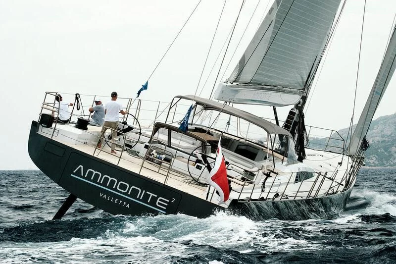 a boat sailing on the sea aboard AMMONITE Yacht for Sale