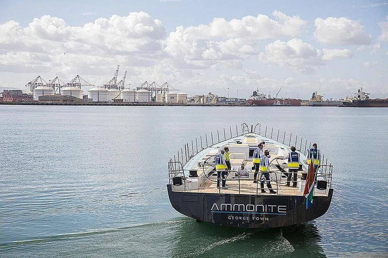a boat with people on it aboard AMMONITE Yacht for Sale