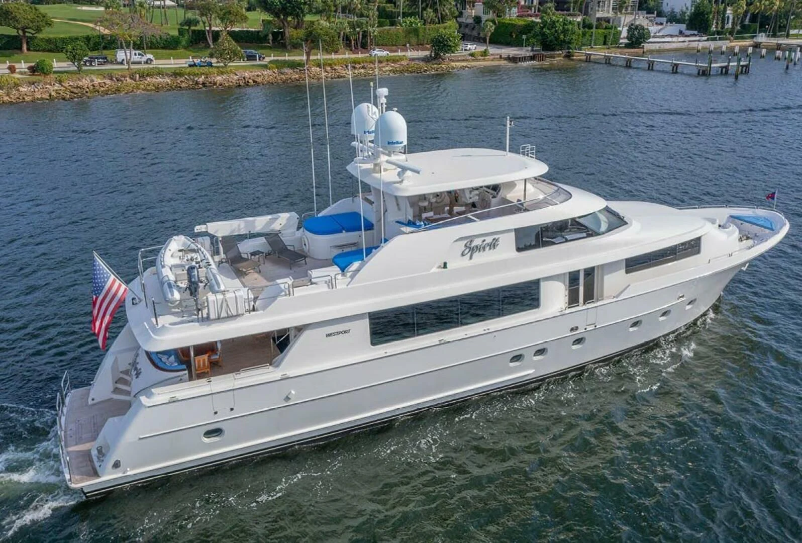 a boat on the water aboard LIBERTAS Yacht for Sale