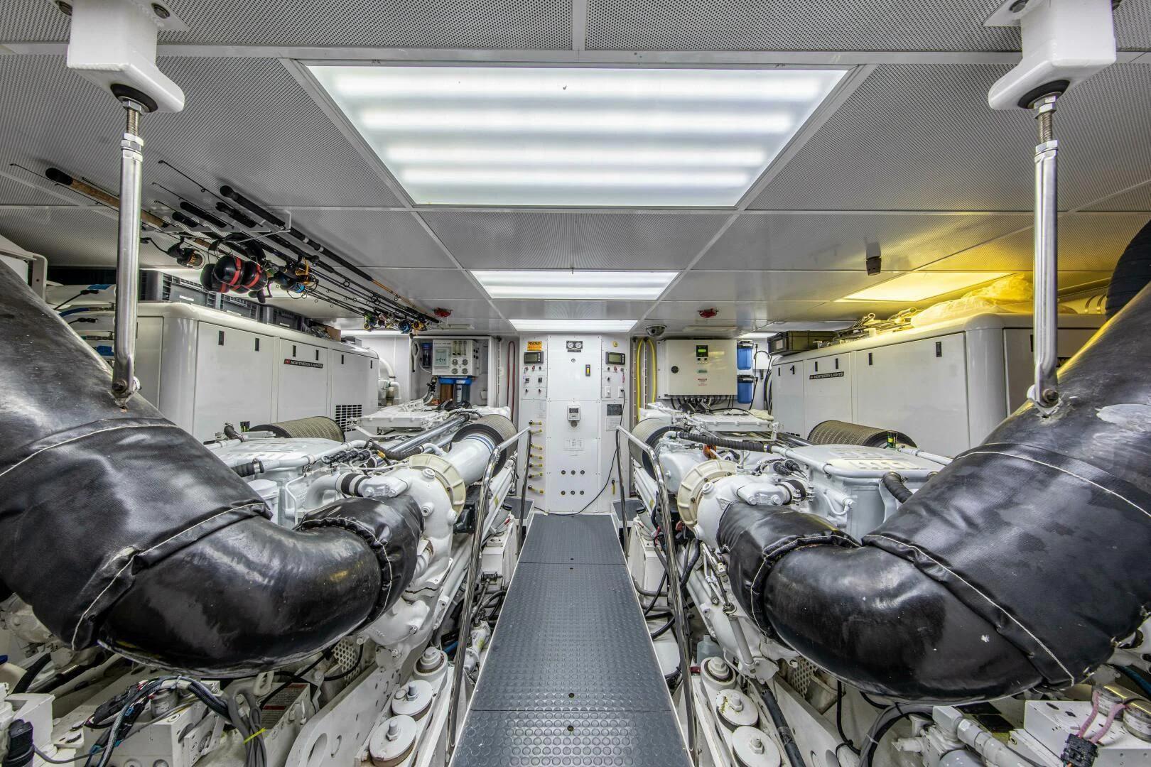 a large machine in a factory aboard LIBERTAS Yacht for Sale