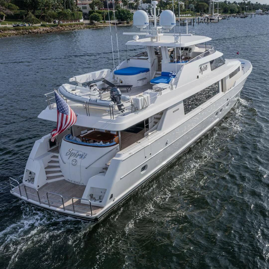 a boat on the water aboard LIBERTAS Yacht for Sale