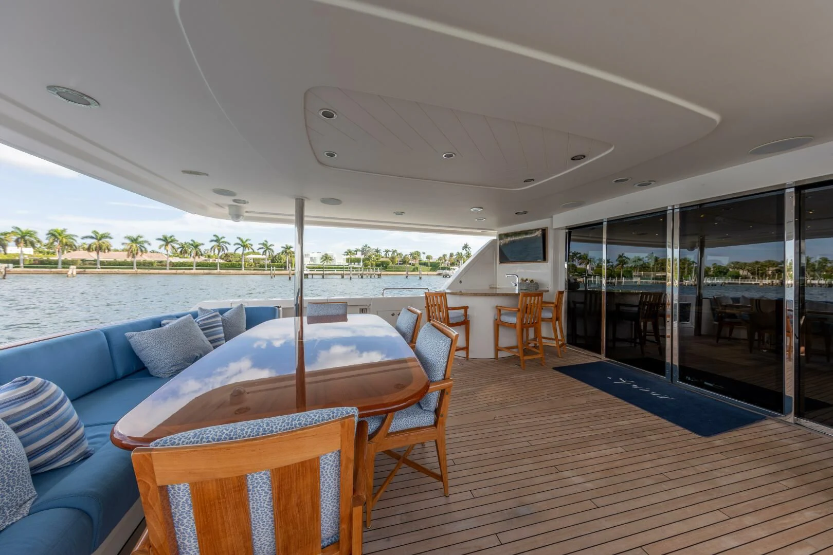 a large living room with a large pool aboard LIBERTAS Yacht for Sale