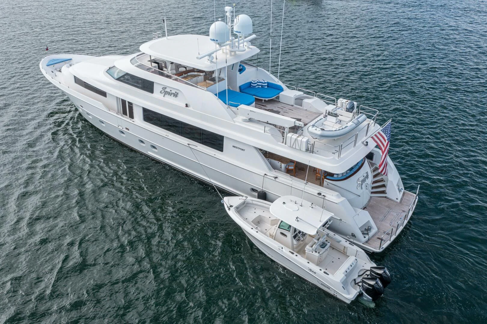 a ship in the water aboard LIBERTAS Yacht for Sale