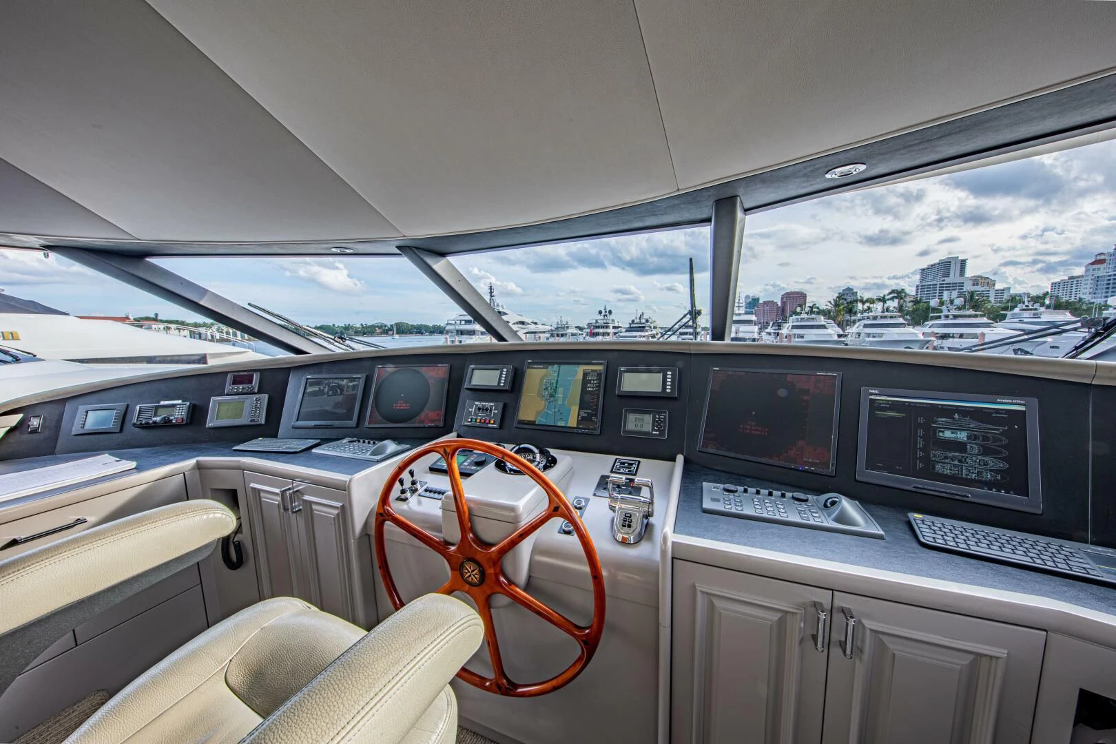 inside of a car aboard LIBERTAS Yacht for Sale