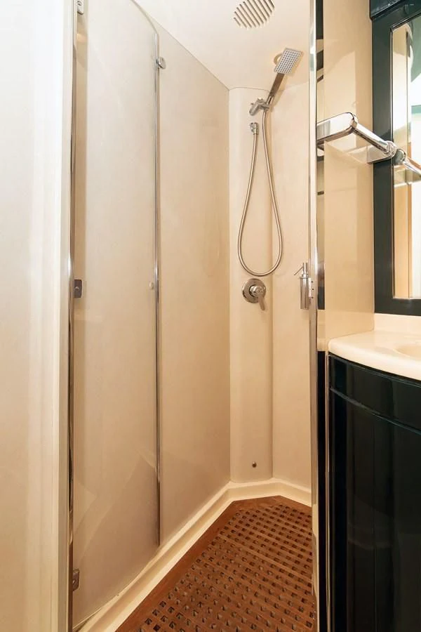 a shower unit in a bathroom aboard MACAMI Yacht for Sale