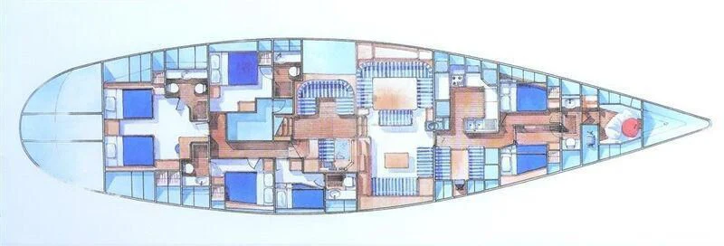 a computer generated image of a building aboard EL BAILE Yacht for Sale