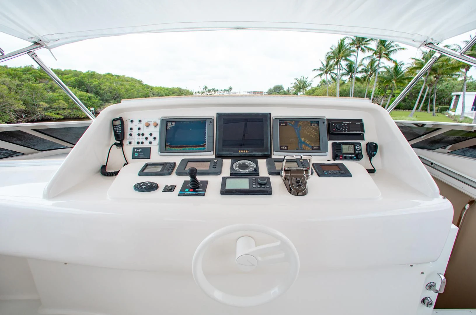 the inside of a car aboard 26 NORTH Yacht for Sale