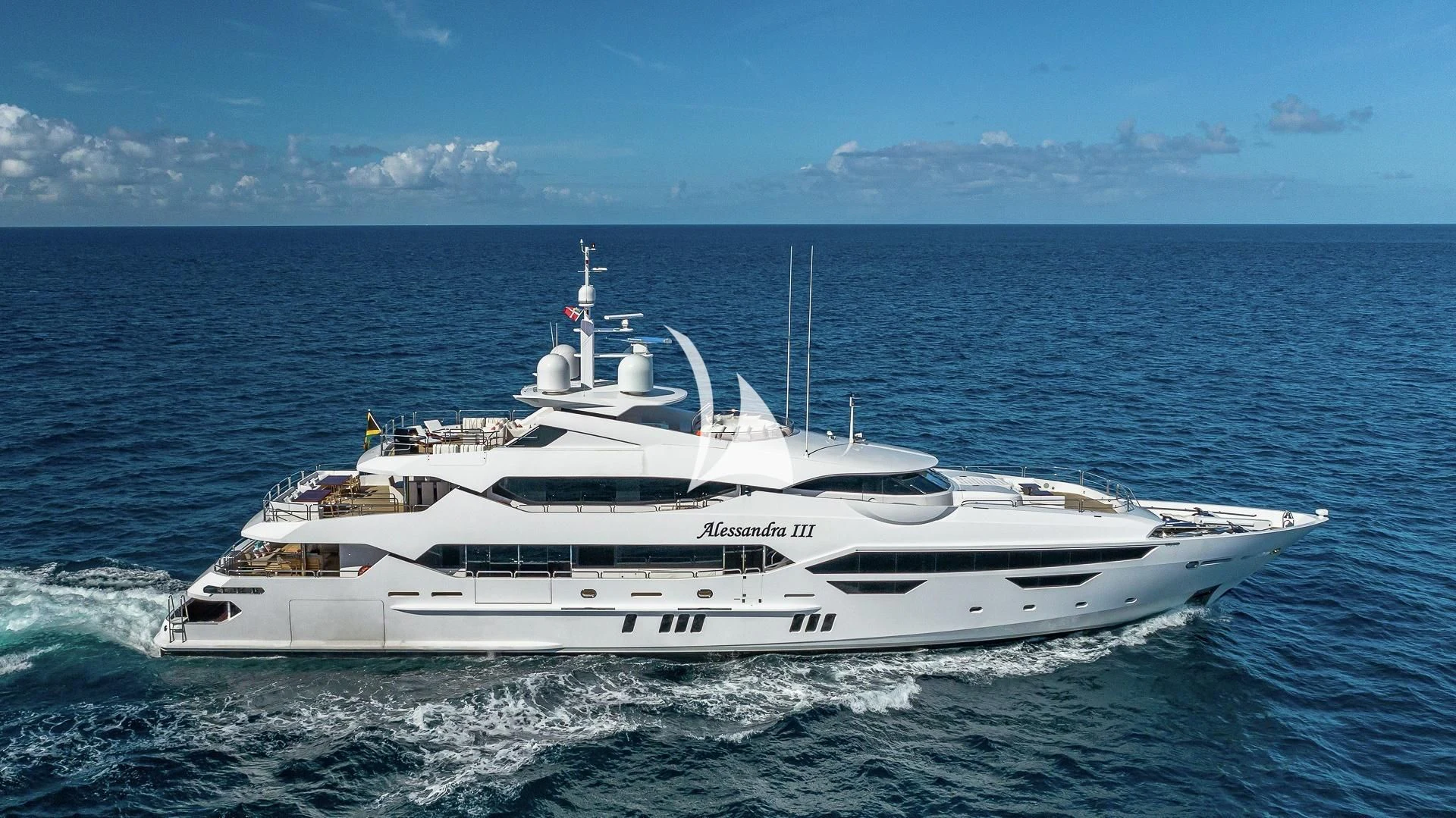 a white yacht in the water aboard ALESSANDRA III Yacht for Charter