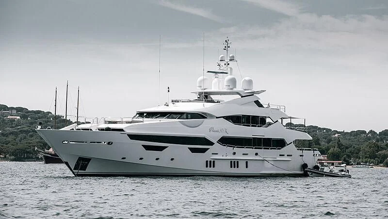 a white yacht in the water aboard ALESSANDRA III Yacht for Charter
