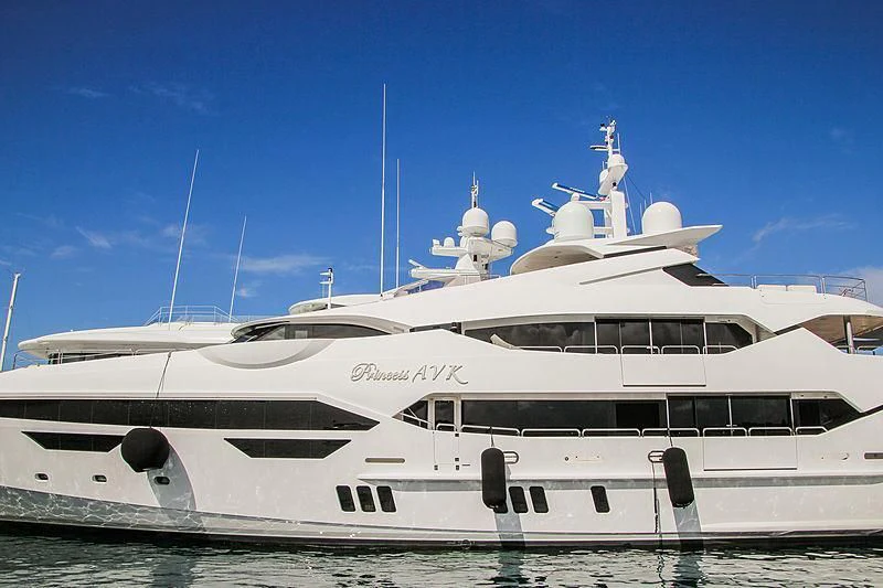 a white yacht with a white roof aboard ALESSANDRA III Yacht for Charter