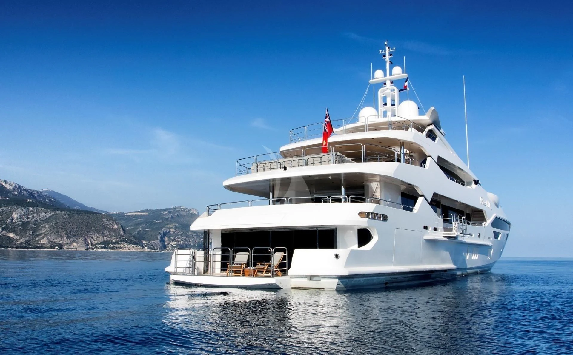 a large white boat in the water aboard ALESSANDRA III Yacht for Charter