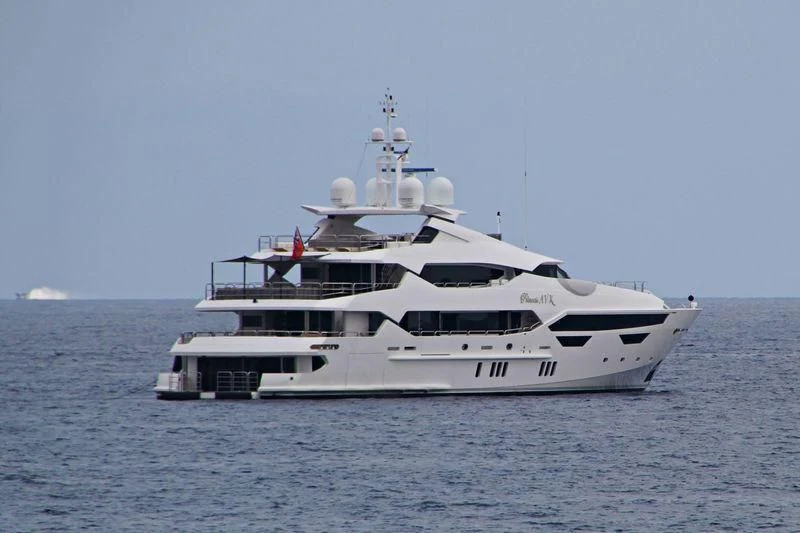 a white yacht on the water aboard ALESSANDRA III Yacht for Charter