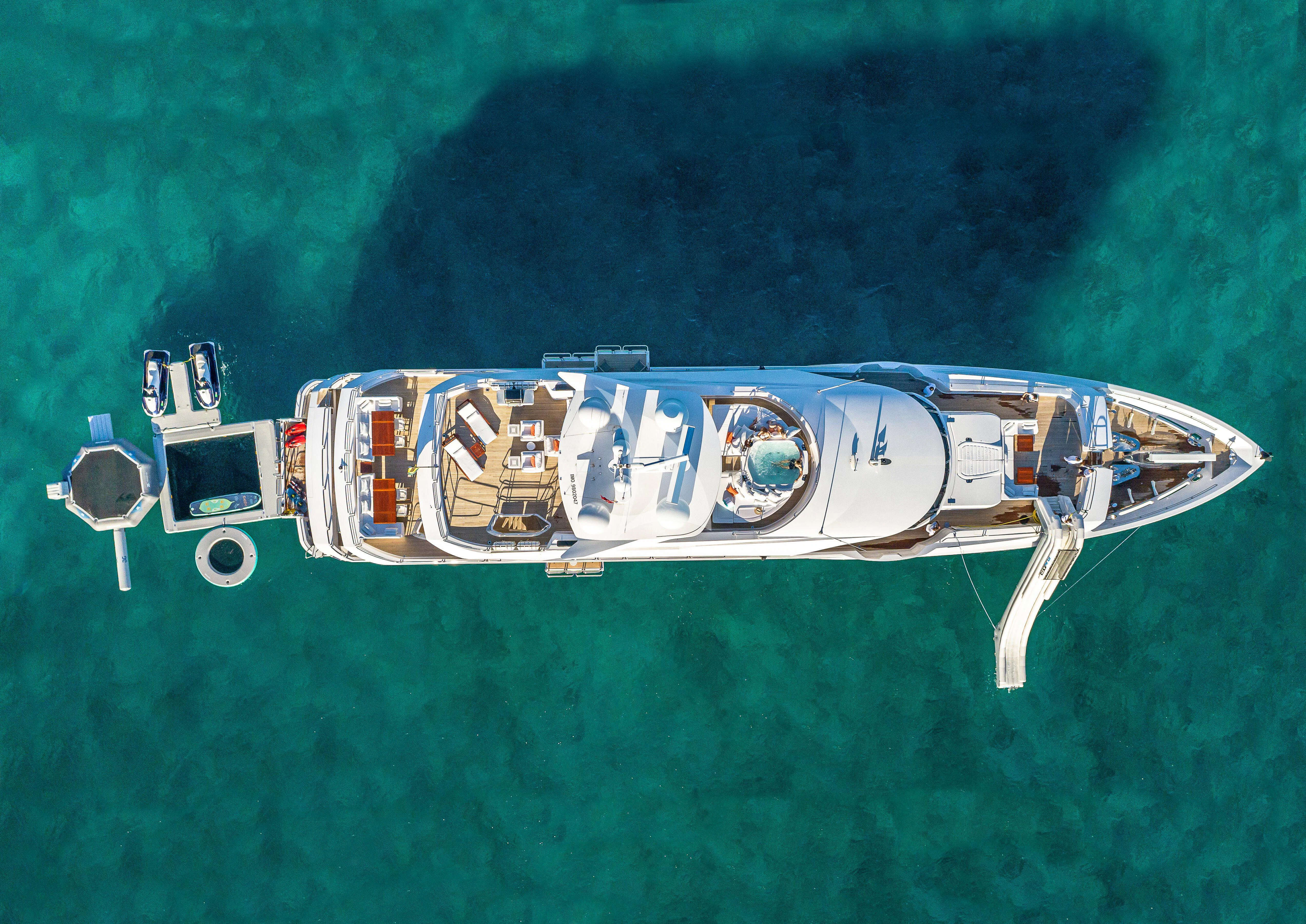 a space ship in the water aboard ALESSANDRA III Yacht for Charter