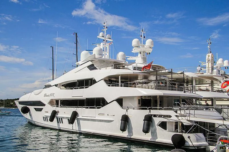 a large white boat aboard ALESSANDRA III Yacht for Charter