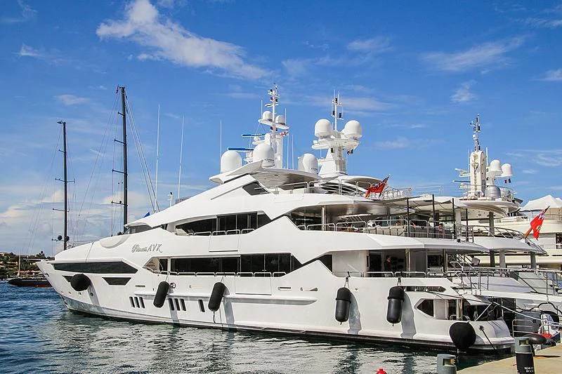 a large white boat aboard ALESSANDRA III Yacht for Charter
