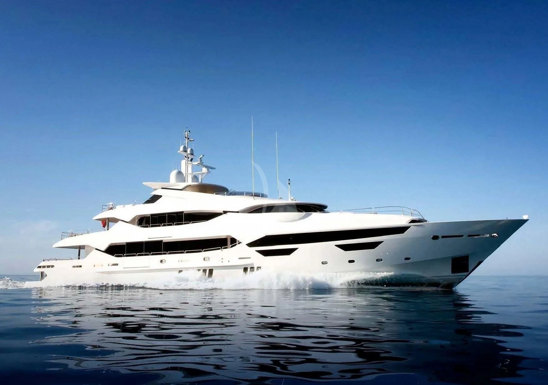 a white yacht in the water aboard ALESSANDRA III Yacht for Charter