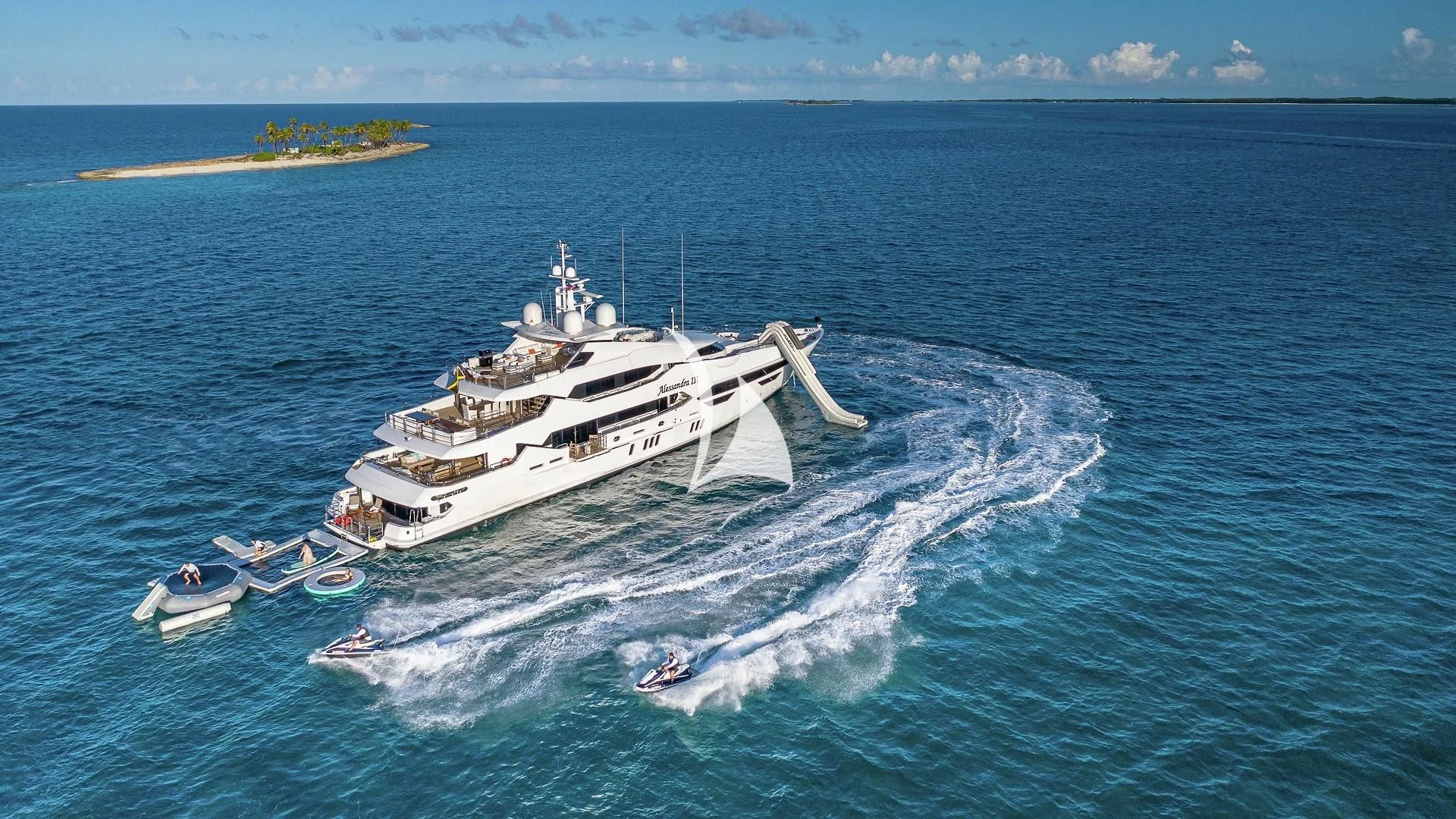 a large ship in the water aboard ALESSANDRA III Yacht for Charter