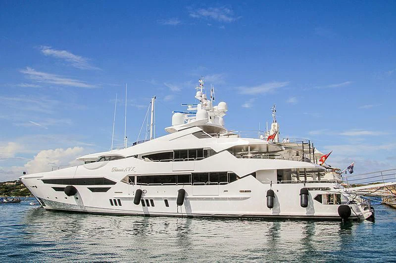 a large white boat aboard ALESSANDRA III Yacht for Charter