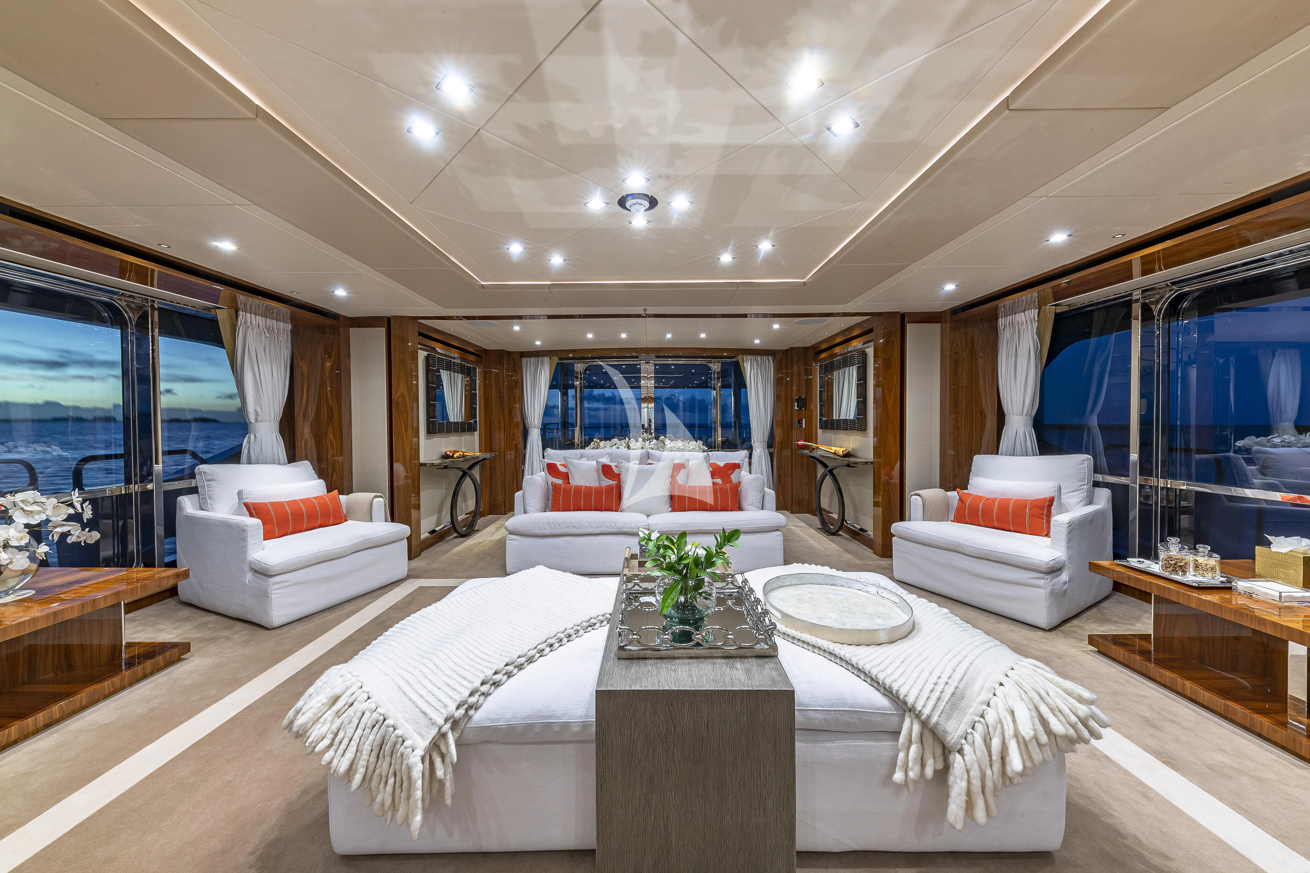 a large modern living room aboard ALESSANDRA III Yacht for Charter