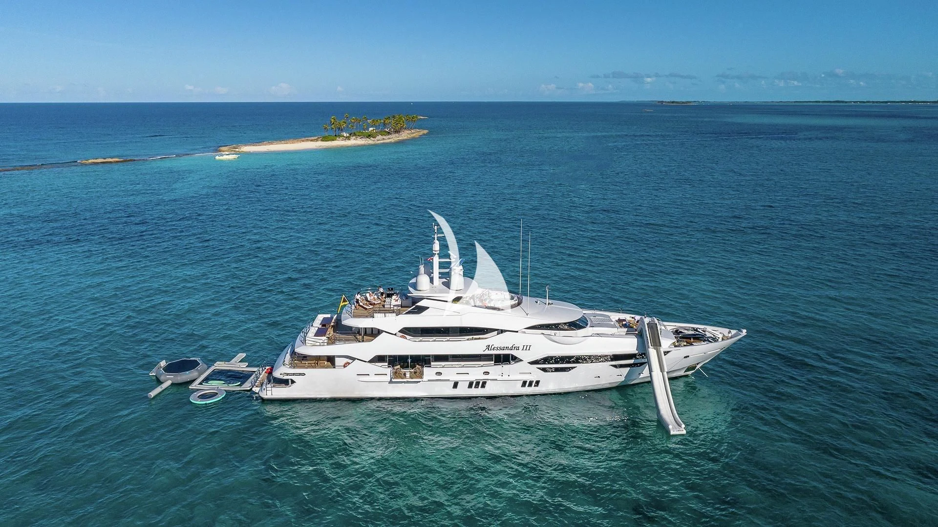 a boat in the water aboard ALESSANDRA III Yacht for Charter
