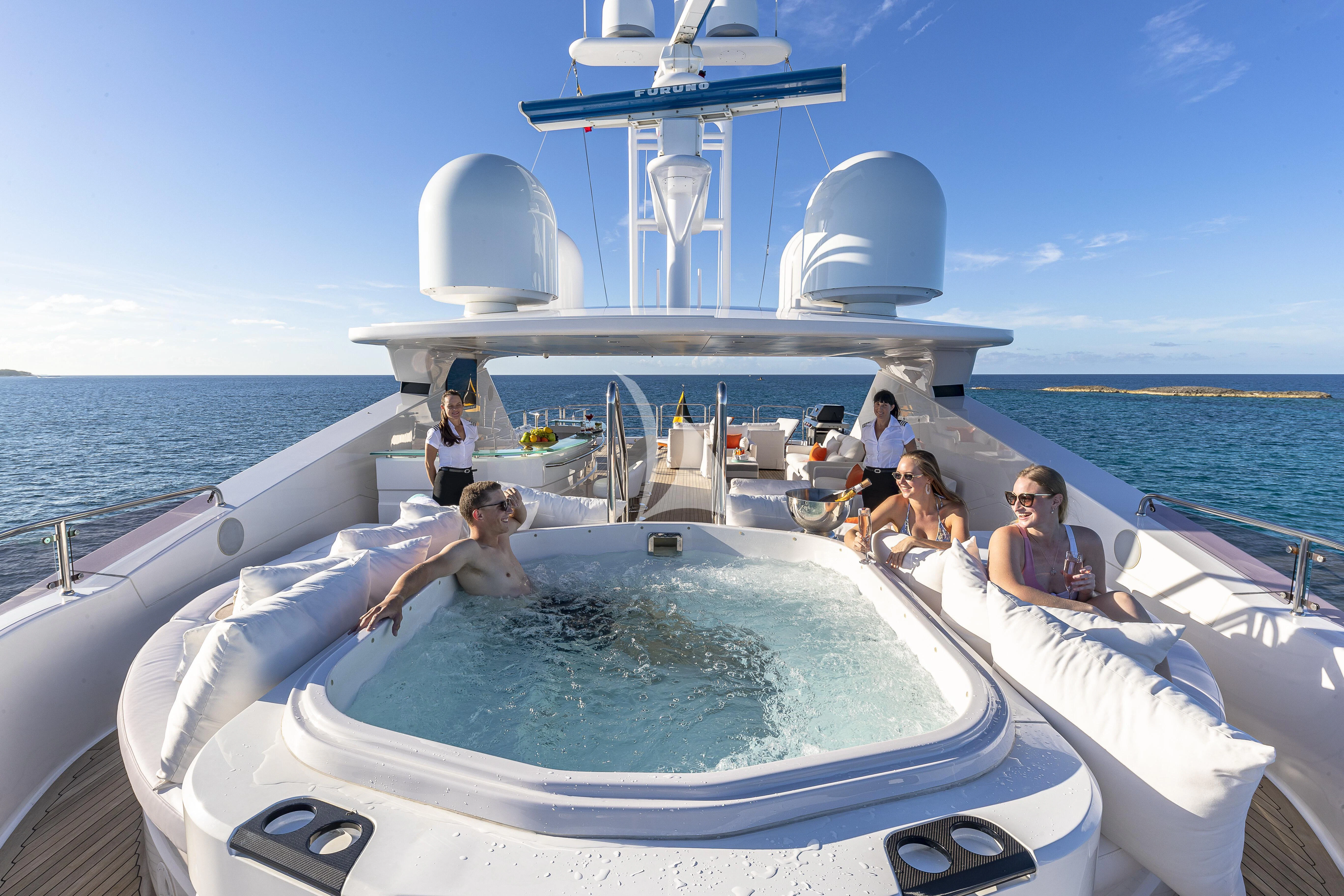 a group of people on a boat aboard ALESSANDRA III Yacht for Charter