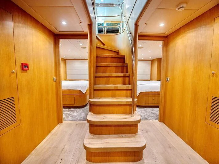 a staircase in a building aboard BANDIDO I Yacht for Sale